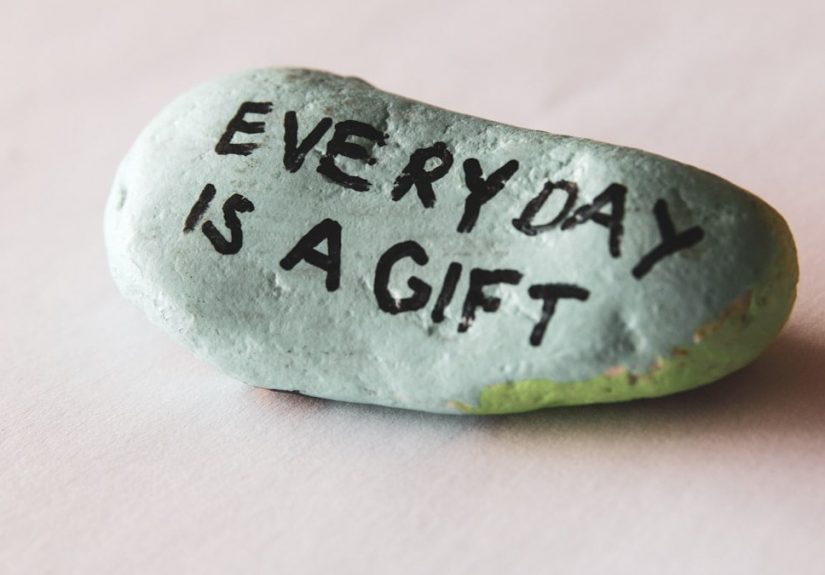 Stone with motivational message